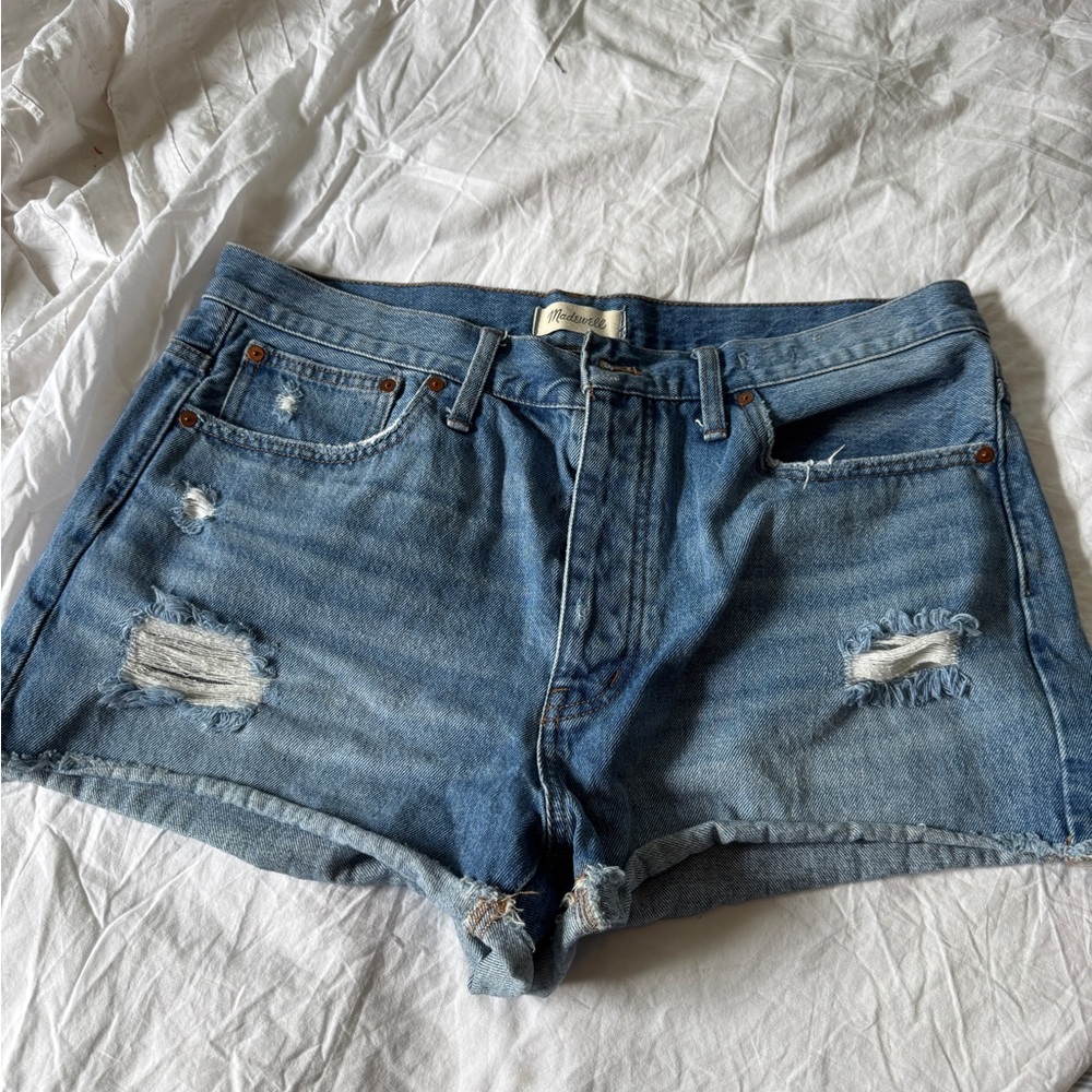 Madewell relaxed Denim Distressed Blue Jean Shorts
